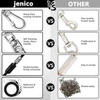 jenico Dog Tie Out Cable: 50ft Dog Lead for Yard - Heavy Duty Chain Leash Outside for Small Large Dogs Up to 500 lbs - Outdoor Runner Tether (Black)