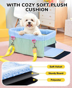 BurgeonNest Center Console Dog Car Seat for Small Dogs up to 9 lbs Light Blue