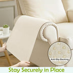 Couch Arm Covers, Sofa Arm Covers, Waterproof Armrest Cover for Sofa, Armchair, Loveseat, Non-Slip Recliner Arm Cover, Headrest Covers, Arm Chair Covers Set of 2 (Beige, 26"×26")