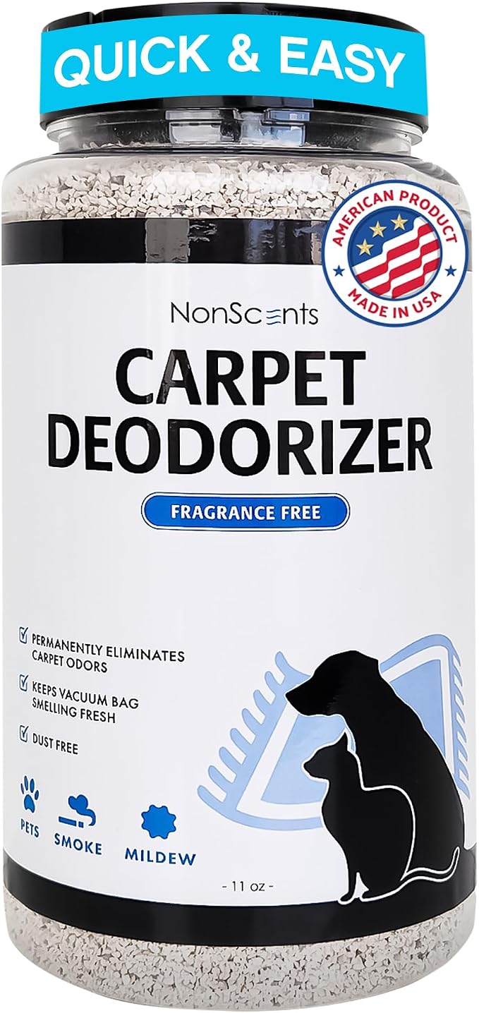 NonScents Carpet & Rug Odor Eliminator - Smell Neutalizer for Pets - 1 Pack | 14 ounce, Safe and Fragrance-free pet carpet deodorizer, For Cat & Dog, Removed Pet Urine odors, Fresh scent powder