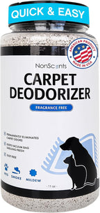 NonScents Carpet & Rug Odor Eliminator - Smell Neutalizer for Pets - 1 Pack | 14 ounce, Safe and Fragrance-free pet carpet deodorizer, For Cat & Dog, Removed Pet Urine odors, Fresh scent powder