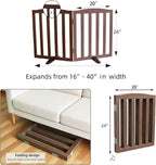 ZJSF Foldable Freestanding Indoor Dog Gate for House Wood Long Pet Gates Dog Fence for Stairs Puppy Gates for Hallways, Puppy Gate,Support Feet Included, Brown, 24 "Height-2 Panels