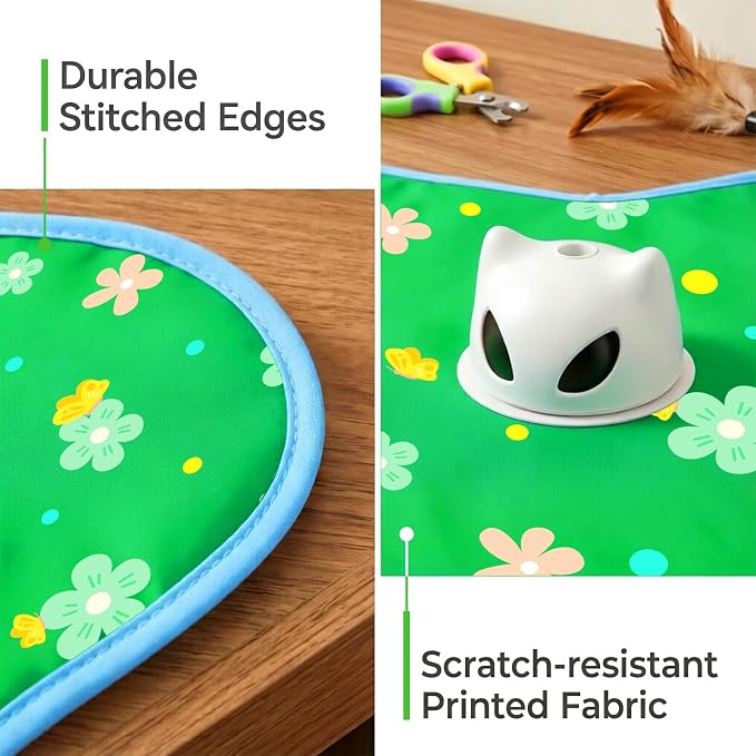 Interactive Cat Toys for Indoor Cats, Rechargeable Hide & Seek Toy | Touch Activated, 3 Speed Modes, Realistic Bird Chirps, 10-Min Auto Shutoff, Hidden Feather Wand for Bored Adult Cats, Green