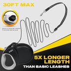 Fida Upgraded Retractable Dog Leash 30ft, Heavy Duty Pet Walking Leash for Medium/Large Breed up to 110 lbs, 360° Tangle-Free Long Retract Dog Lead, Soft Grip, One-Hand Brake, Black