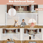 Reinforced 42" Extra Tall x 75" Wide Retractable Gate with Support Rods - Prevent Crawling Under Extra Tall Baby Gate Retractable Dog Gate Indoor Long Dog Gate Outdoor Retractable Pet Gate, White | Tall Retractable Baby Gate Prevents Crawling Under, Sp...