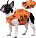 Kuoser Dog Life Jacket, High Flotation Reflective Dog Life Vest, Orange, S | Adjustable Dog Lifejackets for Small Medium Large Dogs, Lifevest with Rescue Handle for Swimming, Boating, Lake, Beach & Pool
