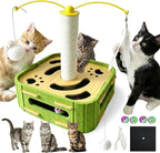 Cat Nail File Scratcher Boxs,Interactive Cats Puzzle Toys with Sisal Column Bell Balls,Indoor Cat Maze Hunting Game Toy for Scratching Mental Stimulation Boredom Relief
