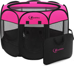 Siedihit Dog Cat Playpen, Large Puppy Pet Playpen, Dog Crate Tent Cage | Indoor/Outdoor, Portable Pop Up Dogs Kennel Playpen with Carrying Case for Dogs/Cats/Rabbits, Hot Pink