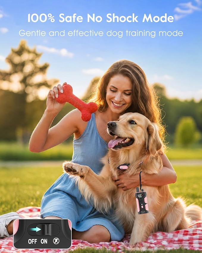 SLOPEHILL Dog Shock Collar,4200FT Dog Training Collar with Remote,Pink | IP68 Waterproof e Collar with Beep,Vibration,Safe Shock,Light,No Shock Mode,Shock Collar for Small Medium Large Dog 8-140lbs