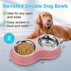 Epetslove Stainless Steel Dog Bowls Double Non-Slip Dog Water and Food Bowl | Pet Feeder Bowls, Dog Dishes, Raised Feeding Design, Double Bowls Set, For Puppies, Medium Dogs and Cats, Outdoor / Indoor