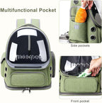 Cat Backpack Carrier, Breathable Cat Carrier Large Space Bubble Pet Backpack for Kitty Small Dog up to 20lbs, Transparent & Foldable Pet Carrier for Travel Hiking, Green