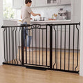 53.1"-62.5" Extra Wide Baby Gate & Dog Gate, Pressure Mounted No Drilling Pet Gate for Doorways & Large Openings, with Walk-Through, Auto-Close & Dual-Direction Swing, Black