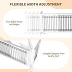 Bonnlo Free Standing Dog Gate, 37" - 68" Wide Pet Gate for Fireplace Stairs Doorways, Wooden Adjustable Pet Fence Indoor, Christmas Tree Gate (White)