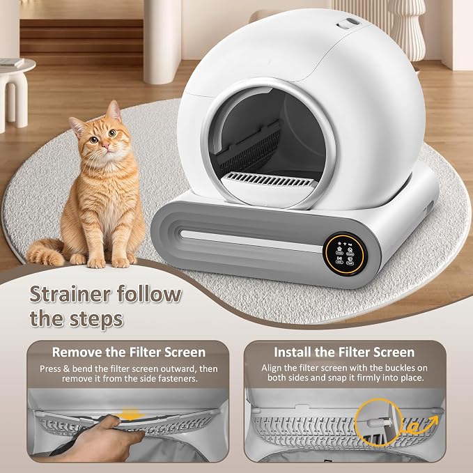 (Large Diameter Cat Litter Filter Replacement Part for 65L+9L Self Cleaning Litter Box, Grey Cat Litter Strainer Accessory [Only Compatible with Orders Purchased After December 23, 2025]
