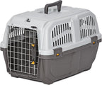 Skudo by MidWest 22-Inch Travel Carrier, Gray, Fits Pets up to 12 lbs | Hard-Sided Pet Carrier, Travel Crate with Handle, Ventilated Design, Locking Tabs, Easy Assembly