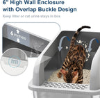 Suzzipaws XL Enclosed Stainless Steel Cat Litter Box for Big Cats | High-Side Anti-Leakage Stainless Steel Litter Box, Non-Sticky Easy-Clean Surface, Less Tracking for Multi-Cat Households
