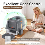XL Enclosed Stainless Steel Litter Box with Lid, Dark Gray | covered, High Sided, Rustproof & Leak Proof, Easy Clean, Odor Control, Includes Scoop & Step