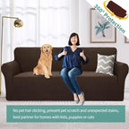 YEMYHOM Couch Cover Latest Jacquard Design High Stretch Sofa Covers for 3 Cushion Couch, Pet Dog Cat Proof Slipcover Non Slip Magic Elastic Furniture Protector (Large, Dark Coffee)