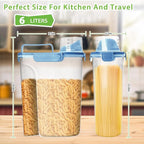 Viretec Rice Storage Container, 5 to 10lb Dry Food Airtight Dispenser, Pet Dog Cat Food Canister, BPA Free Clear Plastic Kitchen and Pantry Bin for Oatmeal, Cereal, Pasta, Flour Pack of 2 Blue