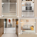 SHYUJAJIE No Bottom Bar Baby Gate, 51.18 inch Tall Cat Pet Gate | for Doorway, Adjustable 27.5in- 43 in Dog Gate with Large Walk Thru Door,White