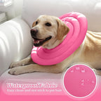 IDOMIK Dog Recovery Collar, Waterproof Soft Dog Cone After Surgery | Comfy Protective Elizabethan Collar Alternative for Dogs Cats, Adjustable Pet Neck Donut Cone Anti-Licking Wounds,Rose,L