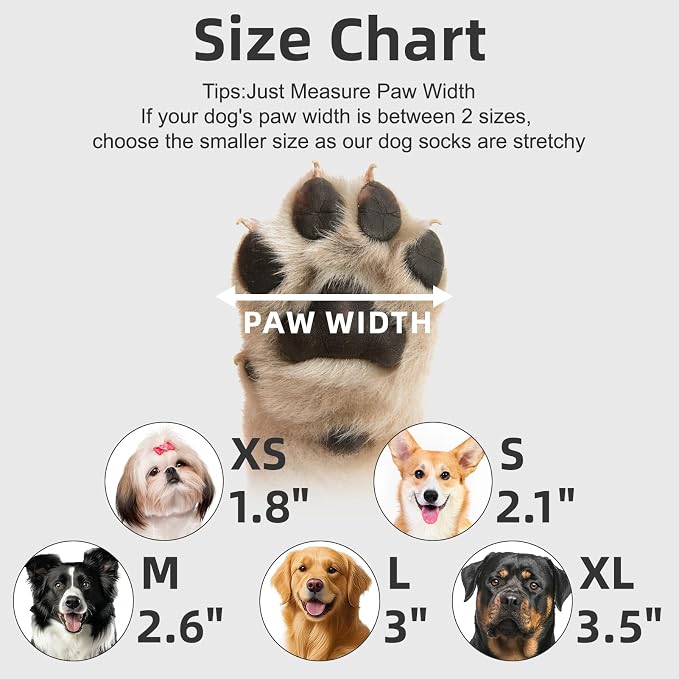 Dog Socks Shoes for Hot Pavement to Prevent Licking Paws, Summer Anti Slip Pet Booties with Grip Traction Control for Hardwood Floors, Grippy Boots & Paw Protectors for Small Medium Large Senior Dogs