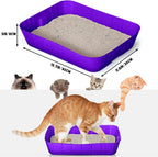 Bokon 25 Count Disposable Litter Box for Cat, Large Disposable Litter Tray for Travel Home Durable Portable Plastic Kitty Litters Boxes Leak-Resistant Easy-Grip Rim, 15.7 x 11.8 x 3 Inches(Purple)