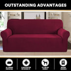 Couch Covers for 3 Cushion Couch Sofa Pet Friendly Extra Large Couch Cover for Oversized Sofa Washable Furniture Protector Fitted Sofa Slipcovers Stay in Place(XL Sofa, Burgundy)