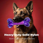 Tough Dog Toys for Aggressive Chewers Large Breed, Dog Chew Bone with Bacon Flavor, Pure Nylon Chew Toy for Medium Large Dogs, Bacon Flavor, Purple