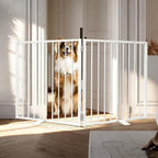Snagle Paw Extra Wide Dog Gate,Free Standing Dog Fence with Door, Up to 52 Inch Wide Pet Gate with Support Feet for Stairs, Hallways, Doorways, Yard (White, 2 Panels)