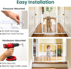 Cumbor 30.4-56.8" Extra Wide Baby Gate, Auto Close Dual Lock Dog Gate White | Easy Install Pressure Mounted Pet Gate for Doorways & Large Openings, Easy Walk Thru Safety Proofing for Babies & Large Dogs