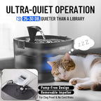 Veken 85oz/2.5L Cat Water Fountain with Detachable Tank, 6Filters & Sponges | Secure Clips, Easy to Clean & Assemble, Quiet Pet Drinking Dispenser with LED Light for Cats, Dogs and Small Pets, Black