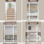 Fairy Baby 51.1" Extra Tall Pet Gate 48.5"-56.2" Extra Wide Tall Dog Gates | Long Baby Gate for Doorways, 1.37" Gap No Drill Pressure Mounted Dog Gate, Metal Auto Close Safety Child Gate Indoor, White