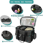 PetAmi Dog Travel Bag Organizer, Pet Travel Kit with 2 Food Containers & 2 Collapsible Dog Bowls, Pet Supplies Tote with Luggage Sleeve, Weekend Road Trip Camping Essentials, Dark Gray, Medium