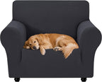 XINEAGE Stretch Armchair Slipcover, Non-Slip Pet Couch Cover,Dark Gray | Washable Furniture Protector, Elastic Bottom, Dogs & Cats Friendly, Scratch-resistant, Fast Setup, High Elasticity