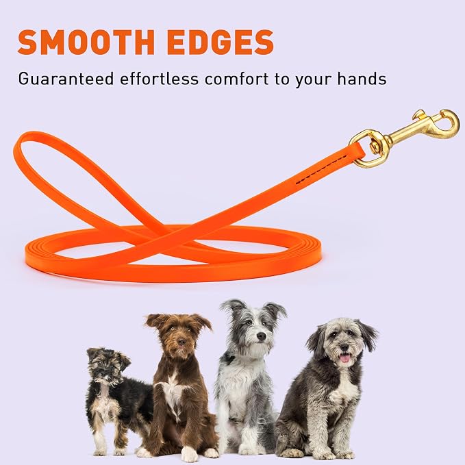 Viper Biothane K9 Working Dog Leash Waterproof Lead for Tracking Training Schutzhund Odor-Proof Long Line with Solid Brass Snap for Puppy Medium and Large Dogs, 10ft Hunter Orange