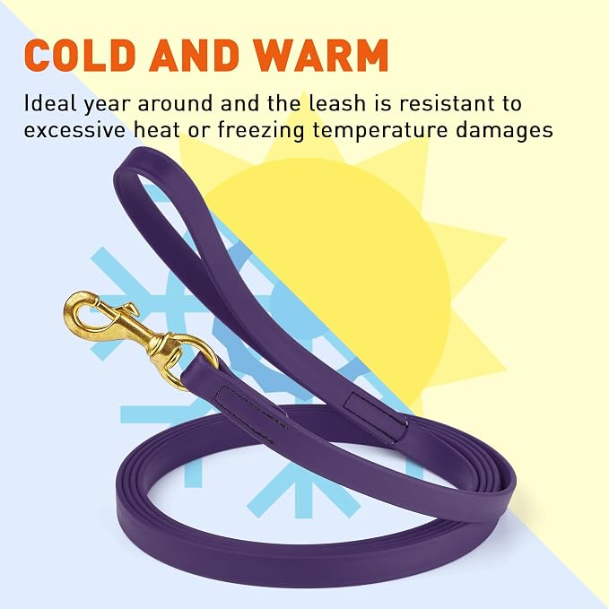 Viper Biothane K9 Working Dog Leash Waterproof Lead for Tracking Training Schutzhund Odor-Proof Long Line with Solid Brass Snap for Puppy Medium and Large Dogs, 15ft Violet Purple