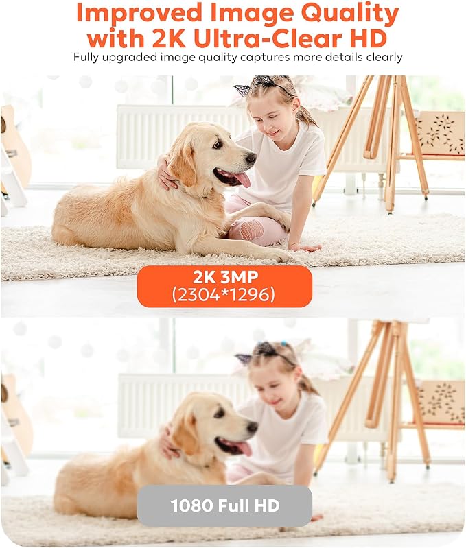 owltron Indoor Security Camera 2K, 2.4GHz WiFi Cameras for Home Security | Baby Monitor Camera with Motion/Cry Detection, Pet & Dog Cam with Phone App, Night Vision, 2-Way Audio, Works with Alexa