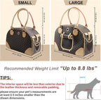 Fashion Dog Carrier PU Leather Dog Handbag Dog Purse Cat Tote Bag Pet Cat Dog Hiking Bag, Brown, Large 42 * 29 * 18cm