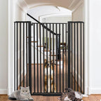 SHYUJAJIE 55 Inch Extra Tall Pet Gate for Cats | 29.92"-48" Adjustable Wide Dog Gates,Pressure Mounted Walk Through Tall Pets Gate for Doorways,Hallway,Stairs,Black