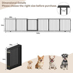 SNUOWU Full Metal Freestanding Dog Gate with Door, 24'' Height Foldable Pet Dog Fence for Indoor & Outdoor, 6 Panels Extra Wide Free Standing SmallDog Gates for Doorways,House,Stairs,Porch,Deck,Yard