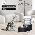 RIZZARI 4L Gravity Cat Water Dispenser:Spill Resistant for Apartments | No Filter Required/Leak-Resistant Design/Easy to Refill,Easy to Clean/Stable Anti-Tip Base/Food-Grade Materials