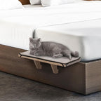PETSFIT Cat Window Perch, Solid Wood, Fleece Mat, Windowsill Bedside Drawer | Natural Wood Cat Hammock, Tool-Free Assembly, Fits Large Cats, Windowsill Bedside Drawer Use, Washable Cushion Included