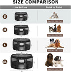 DONORO Dog Playpen Portable Pet Play Pens for Small Dog/Cat/Rabbit/Chicks, Cat Playpen Indoor/Outdoor with Carring Case, Removable Zipper Top and Bottom (Black, Large (46"x46"x23"), 8)