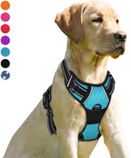 BARKBAY No Pull Dog Harness Front Clip Heavy Duty Reflective Easy Control Handle for Large Dog Walking(Blue,XL)