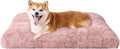 EHEYCIGA Fluffy Dog Crate Bed for Large Dogs, Plush Faux Fur Crate Pad, Calming Anti Anxiety Large Dog Bed, Washable Soft Warm Crate Mat with Non-Slip Bottom, Pink