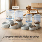 Flexzion Automatic Pet Feeder & Waterer Set of 2 Pack, Self Feeding Replenish Dog Cat Bowls, Gravity Food & Water Storage Container Fountain Jug Pet Supplies Plastic Skid Proof Rubber Feet (1 Gallon) | Self-replenishing dry food station with non-skid f...