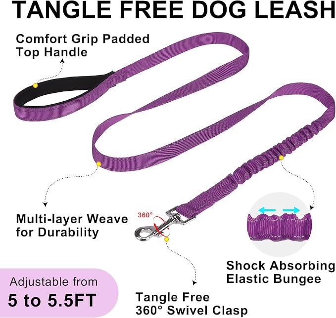 BEAUTYZOO Dog Harness for Large Dogs, No Pull Dog Harness and Leash Set, Soft Escape Proof Puppy Vest Harness with Handle, Reflective Lightweight Step in Harness for Girl Boy Dogs, Purple L