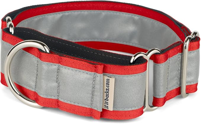 If It Barks - 1.5" Reflective Martingale Collar for Dogs - Adjustable - Made in USA - Strong, Durable, and Comfy - Ideal for Training - Suitable for Most Breeds - Medium, Red