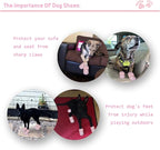 XSY&G Dog Boots,Waterproof Dog Shoes,Dog Booties with Reflective Strips Rugged Anti-Slip Sole and Skid-Proof,Outdoor Dog Shoes for Medium Large Dogs 4Pcs Pink-Size 5